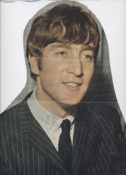 The Beatles: John Lennon Rare Signed 10" x 13.5" Oversized Magazine Page Photo