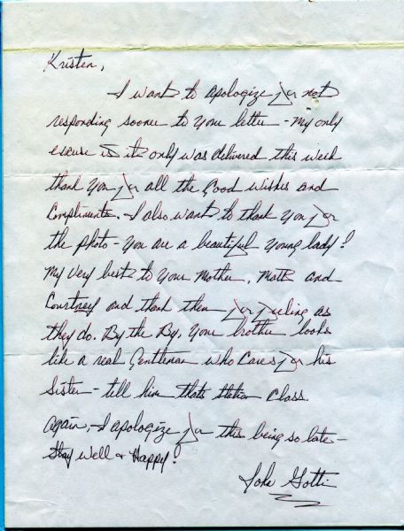 John Gotti Rare One-Page Handwritten Letter & Envelope from Prison (c.2000)(JSA)