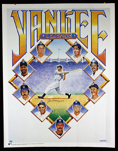 Joe DiMaggio Signed Yankee Legends 25" x 32"Ltd Ed Poster (Yankee Clipper Certified)