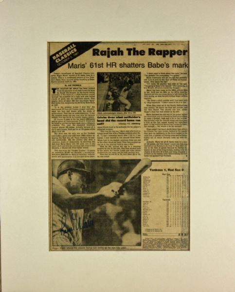 Roger Maris Signed Newspaper Article Display feat. 1961 HR Race Content (PSA/DNA)