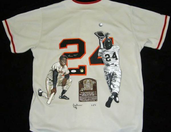 Willie Mays One-Of-A-Kind Signed Giants Jersey w/Hand-Painted Acrylic Artwork (JSA)