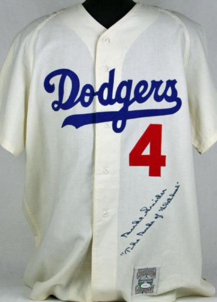 Duke Snider Signed Brooklyn Dodgers Vintage Style Jersey w/"Duke of Flatbush" Insc. (JSA)