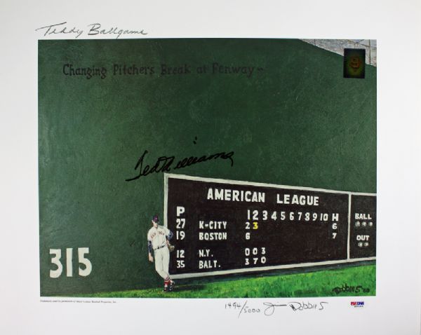 Ted Williams Signed Limited Edition 16" x 20" Color Lithograph - "Teddy Ballgame" (PSA/DNA)
