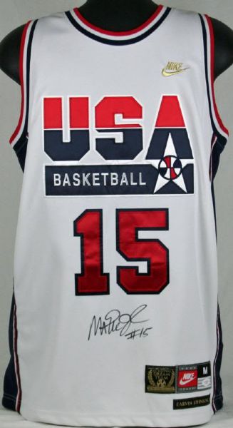 Magic Johnson Signed 1992 USA Basketball Gold Medal Game Model Jersey (JSA)