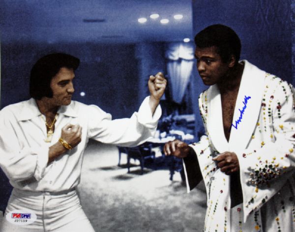 Muhammad Ali Superb Signed 8" x 10" Color Photo w/Elvis (PSA/DNA) 