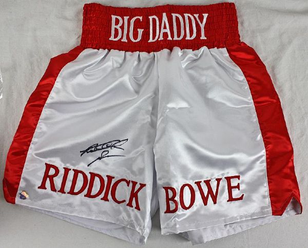 Riddick Bowe Signed Pro Model Silk Boxing Trunks