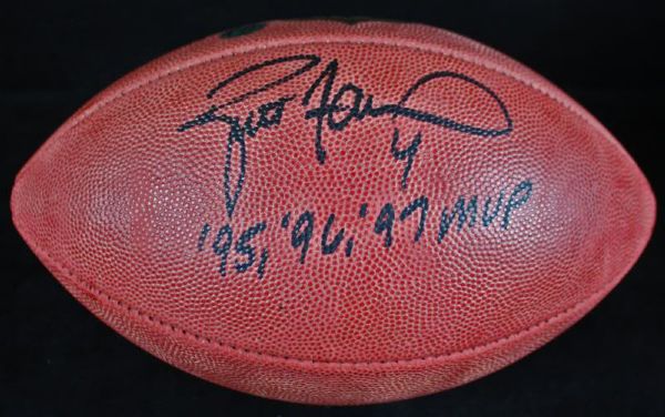 Brett Favre Signed NFL Leather Game Model Football w/"95, 96, 97 MVP" Insc. (Favre Holo)