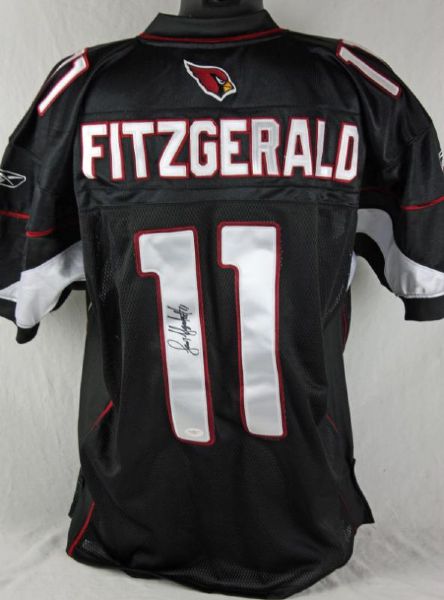 Larry Fitzgerald Signed Arizona Cardinals Black Alternate Jersey w/Full Sig (JSA)