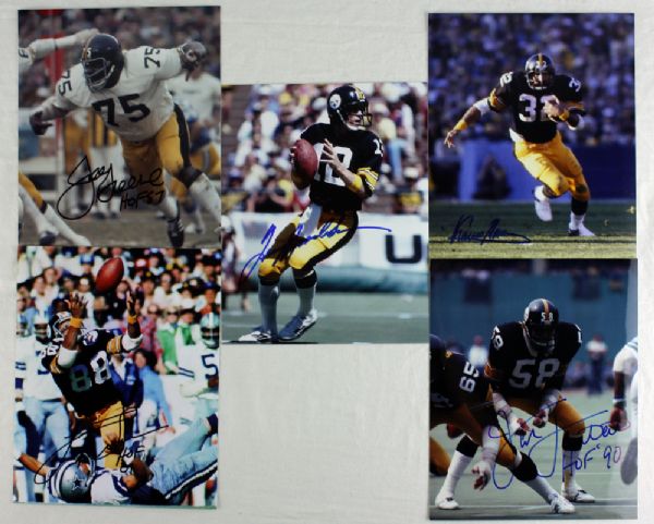 Steelers HOFers Signed 8" x 10" Photo Lot (5) w/Bradshaw, Harris, Lambert, Swann & Greene