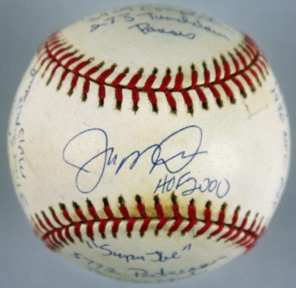 Joe Montana Signed ONL Ltd Ed "Stat" Baseball w/16 Handwritten Stats (RJ COA)
