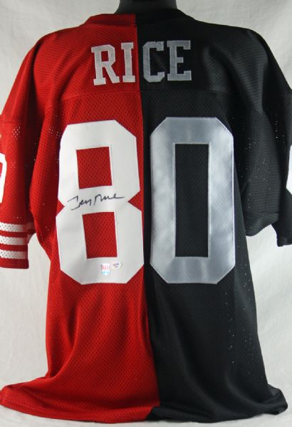 Jerry Rice Signed Unique Custom 49ers/Raiders Pro Style "Hybrid" Jersey (PSA/DNA)
