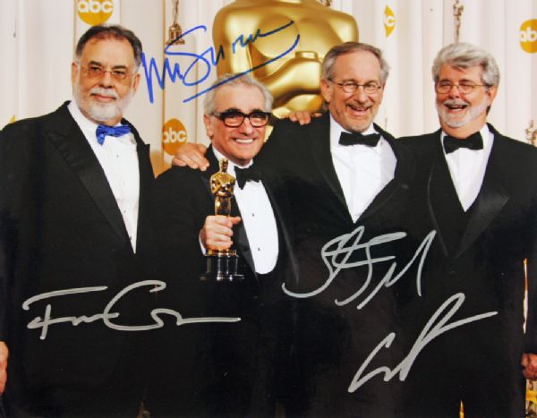 Legendary Directors: Spielberg, Lucas, Scorsese & Coppola Signed 11" x 14" Color Photo