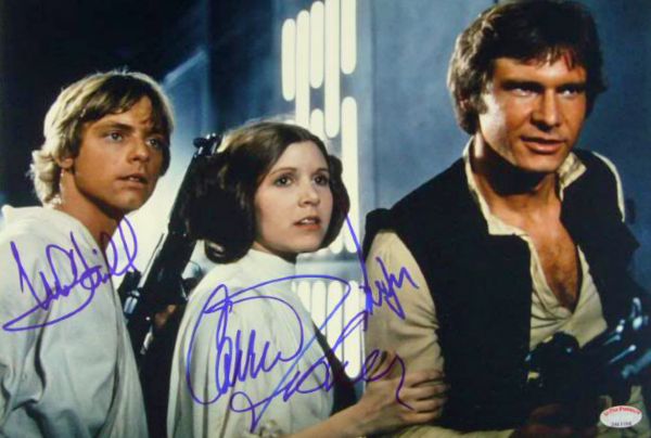 Star Wars: Ford, Hamill & Fisher Rare In-Person Signed 11" x 14" Color Photo (PSA/DNA ITP)