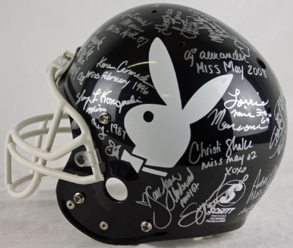 Playboy Special Custom Edition Pro Style Football Helmet w/27 Playmate Autographs! (PSA/DNA)