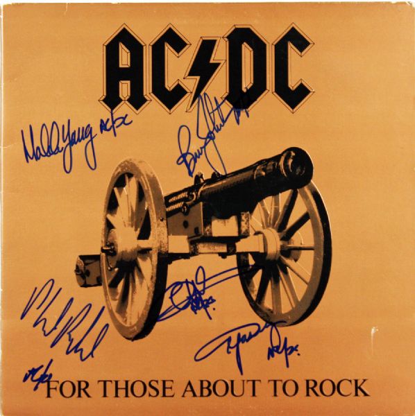 AC/DC Group Signed Record Album - "For Those About to Rock" (JSA)