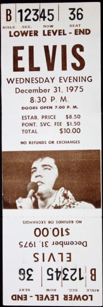 Elvis: Rare Unused Full Ticket to 12/31/1975 Concert - Pontiac Silverdome - Detroit, MI