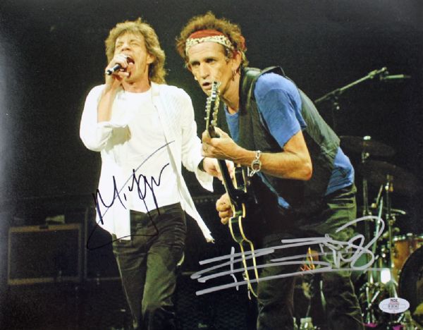 The Rolling Stones: Mick Jagger & Keith Richards Dual Signed 11" x 14" Color Photo