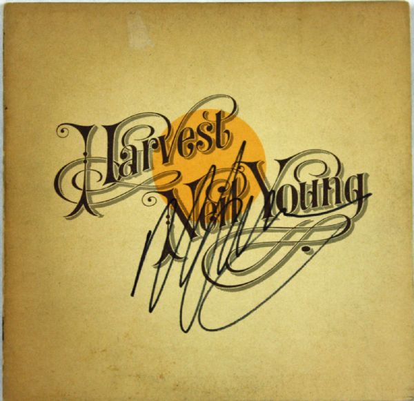 Neil Young Boldly Signed Record Album - "Harvest"