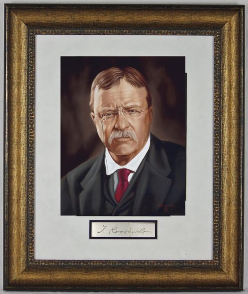 President Theodore Roosevelt Signature in Custom Framed Display (JSA)