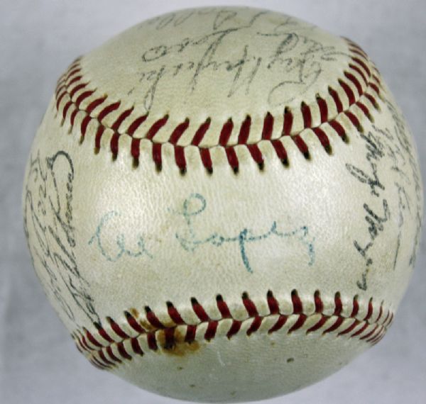 1955 Cleveland Indians Team Signed Baseball w/Lopez, Wynn, Feller, etc.