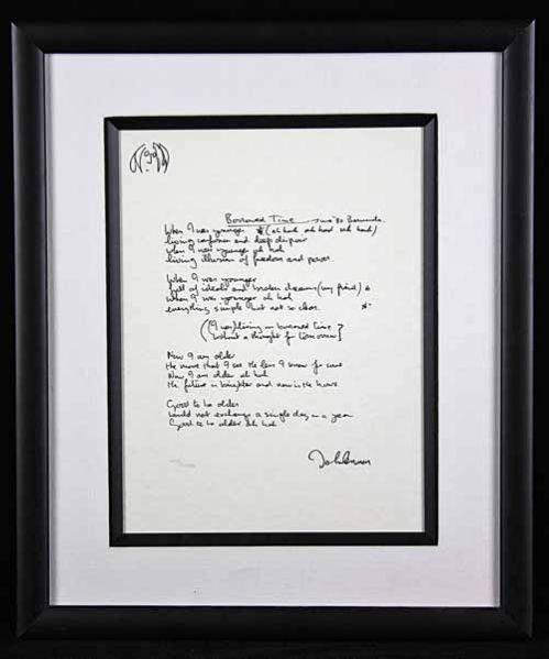The Beatles: John Lennon Ltd Edition Lyric Lithograph: "Borrowed Time"