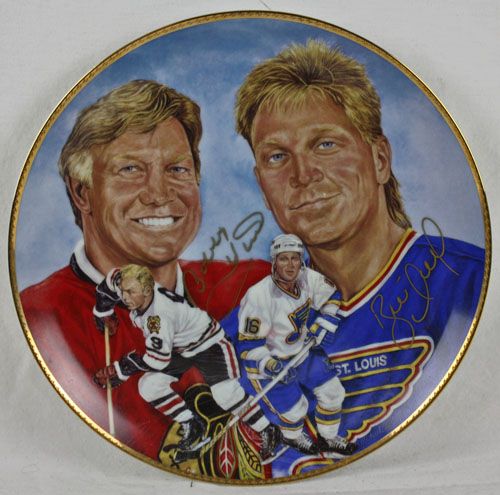 Brett Hull & Bobby Hull Signed Collectible Plate