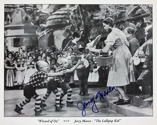 Wizard of Oz: Jerry Maren Signed Lollipop Kid 8" x 10" Photo
