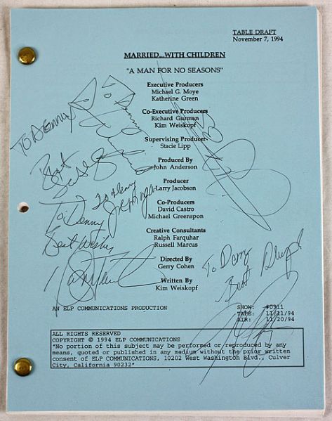 Married with Children Working Script w/Baseball Sigs