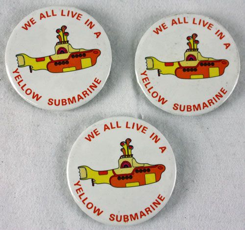 The Beatles: Lot of Three (3) Original 1968 Yellow Submarine Buttons
