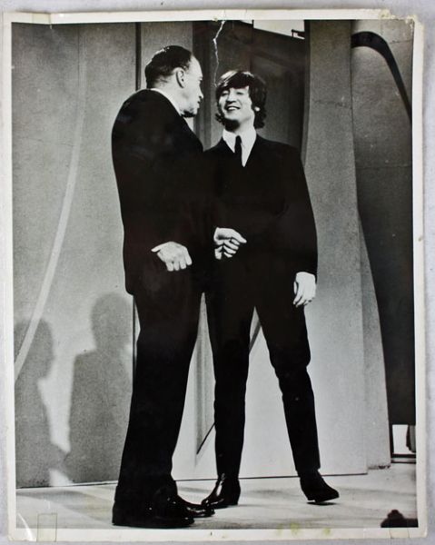 John Lennon and Ed Sullivan Vintage 11" x 14" B&W Photo