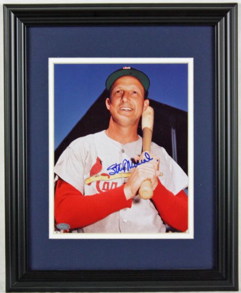 Stan Musial Signed 8"x10" Color Photo in Framed Display (Mtd Memories)