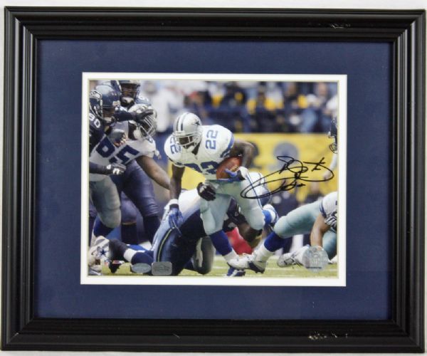 Emmitt Smith Signed 8" x 10" Colot Photo in Framed Display (Mtd Memories)