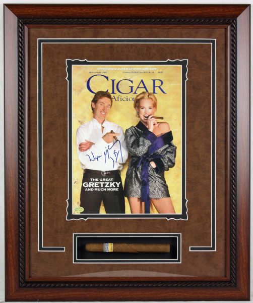 Wayne Gretzky Signed Cigar Afficianado Magazine in Custom Framed Display