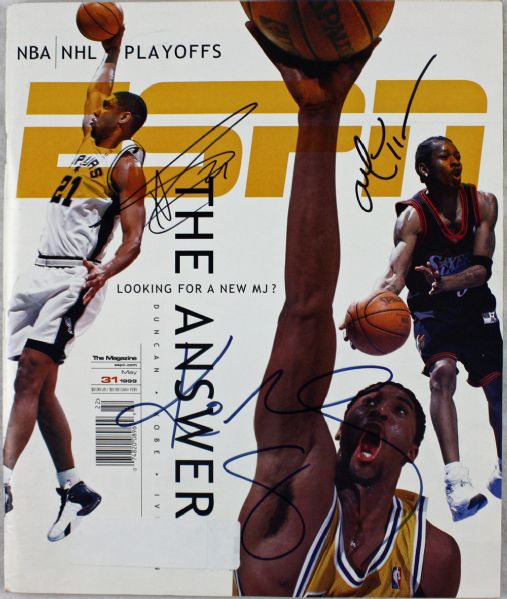 Kobe, Iverson & Duncan Signed May 1999 ESPN Magazine