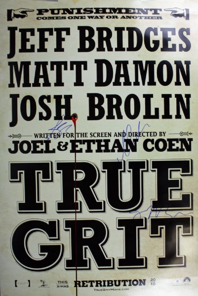 "True Grit" Cast Signed 27" x 41" Poster w/Bridges, Damon & Brolin