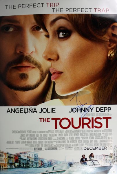 "The Tourist" Angelina Jolie & Brad Pitt Signed 27" x 41" Movie Poster