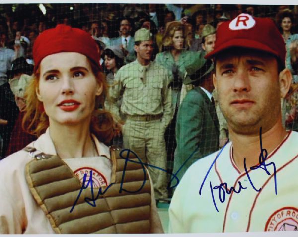 Tom Hanks & Geena Davis Signed 8" x 10" Color Photo from "League of Their Own"