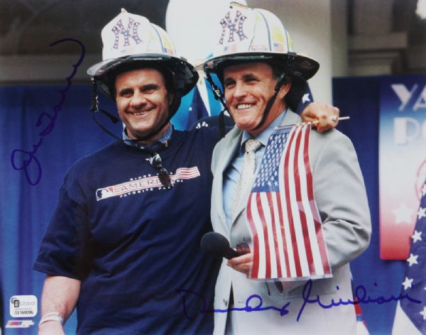 Joe Torre & Rudy Giuliani Signed 8" x 10" Color Photo