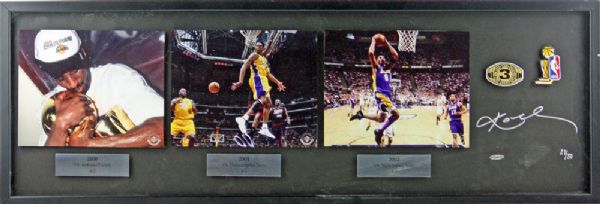 Kobe Bryant Signed Ltd Ed "3-Peat" Photo Display (UDA)(#27/30)