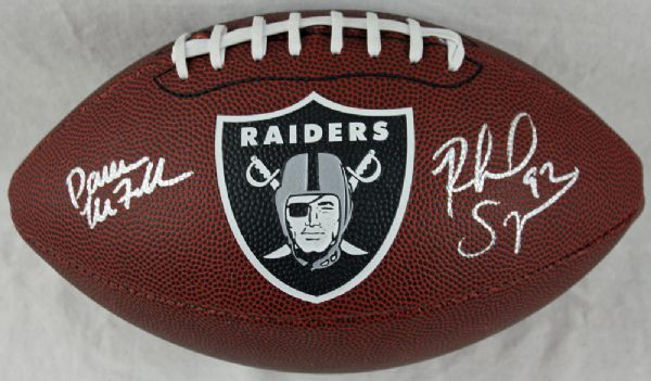 Raiders Stars: Darren McFadden & Richard Seymour Signed Raiders Logo Model Football