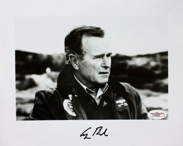 George H.W. Bush Signed 8" x 10" B&W Photo (JSA)