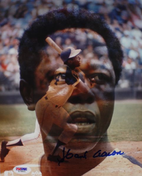 Hank Aaron Signed 8" x 10" Color Photo (PSA/DNA)