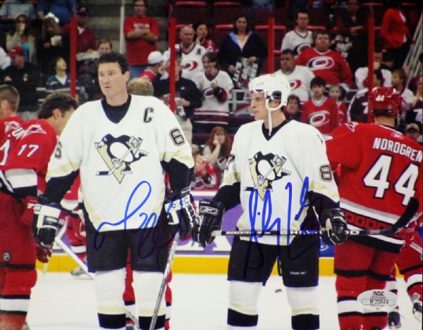 Penguins Greats: Lemieux & Crosby Signed 8" x 10" Color Photo