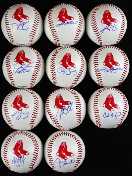 Red Sox: Lot of Eleven (11) Signed Commemorative Baseballs w/Pedroia, Ortiz, etc.