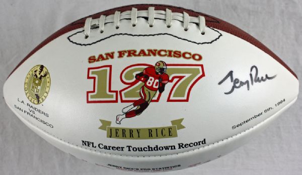 Jerry Rice Signed 127th Touchdown Commemorative Football