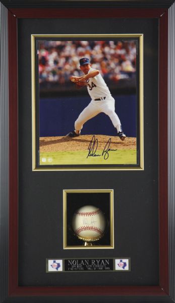 Nolan Ryan Custom Display with Signed Photo & Signed OAL Baseball
