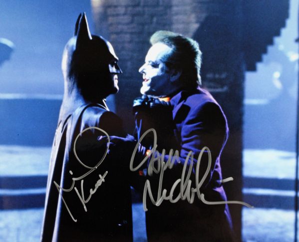 Batman: Michael Keaton & Jack Nicholson Signed 8" x 10" Color Photo