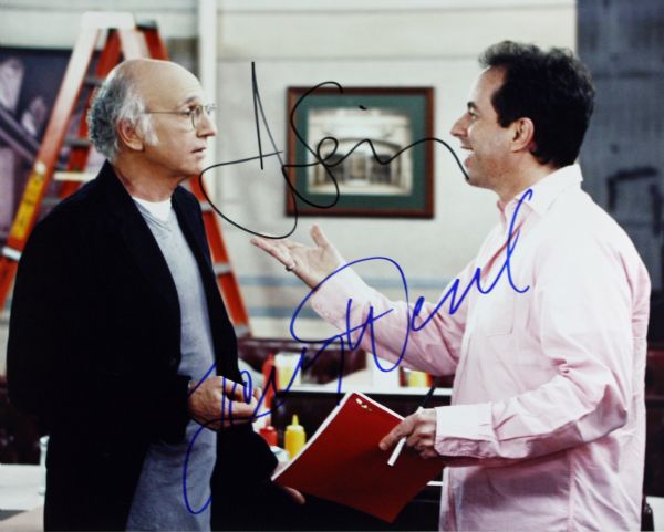 Jerry Seinfeld & Larry David Dual Signed 11" x 14" Color Photo