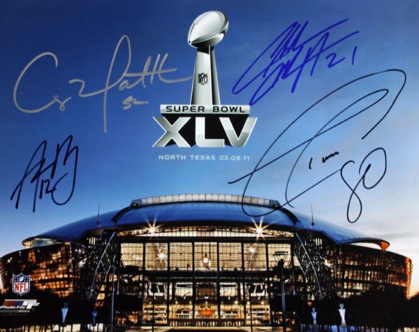 Packers Stars: Super Bowl XLV Signed 11" x 14" Photo w/Rodgers, Matthews, Woodson & Driver