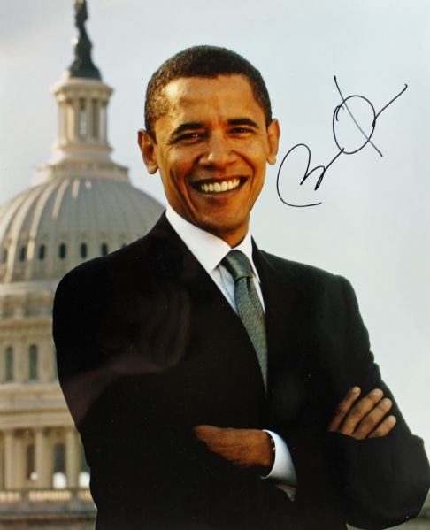 President Barack Obama Large & Impressive Signed 16" x 20" Color Photo